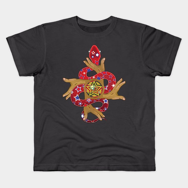 Snake with star pattern Kids T-Shirt by tepy 